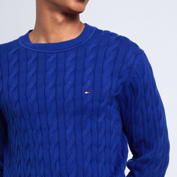 Tommy Hilfiger Iconic Cre Neck Cable Knit Pullover Sweater Men's Size 3XL Royal - Picture 4 of 9